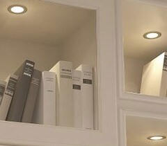 DOMUS LINE LED Spotlight 12Vdc Classic Range Passepartout Style Shown Installed in Book Shelves