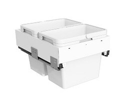 Tanova Simplex Plus Pull Out Kitchen Bin for 450mm Cabinets - 2 Buckets White - System