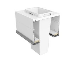 Tanova Designer Series 2 Kitchen Bin for 450mm Cabinets - 1 Bucket White - System