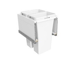 Tanova Designer Series 2 Kitchen Bin for 450mm Cabinets - 2 Buckets White - System