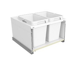 Tanova Designer Series 2 Kitchen Bin for 600mm Cabinets - 2 Buckets White - System