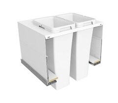 Tanova Designer Series 2 Kitchen Bin for 700mm Cabinets - 2 Buckets White - System