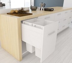 Tanova Designer Series 2 Kitchen Bin for 450mm Cabinets - 2 Buckets White - In Kitchen Setting